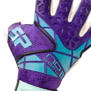 Goalkeeper glove showing the backhand with injected gel pieces in strategic places.